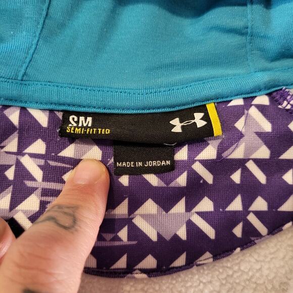Under Armour Semi-fitted Purple Geometric Print Full Zip Hoodie Small - Picture 8 of 11